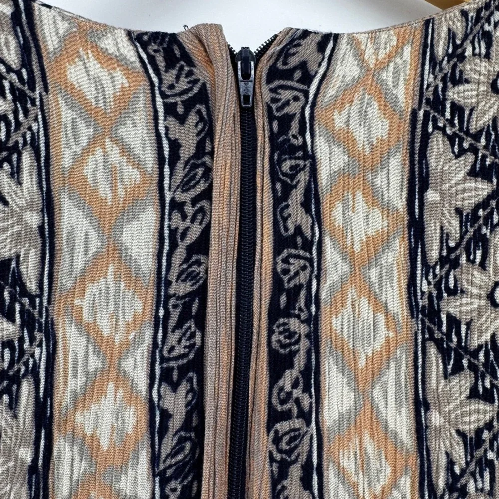Betsy Lauren Vintage‎ Maxi Dress Womens 6 Boho Layered Lace Up Rayon Neutrals